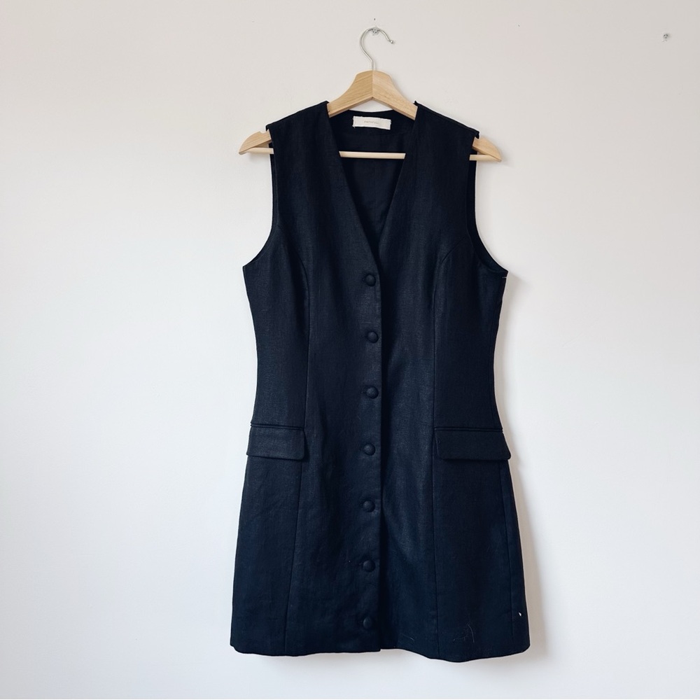 Faithfull The Brand Eloise Mini Linen Dress Black - Picture 2 of 6